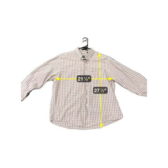 Izod Mens Red & White Plaid Button-Down Shirt XL 100% Cotton Classic Fit - Picture 6 of 9